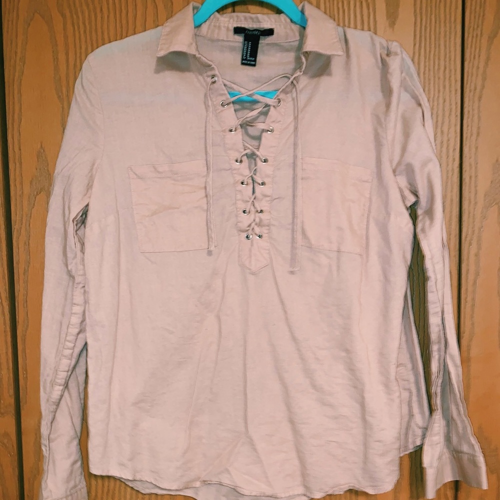Forever 21 Blush Lace-Up Top